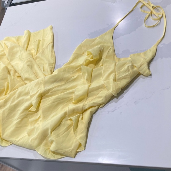Yellow Ruffled Halter Dress - Picture 2 of 15